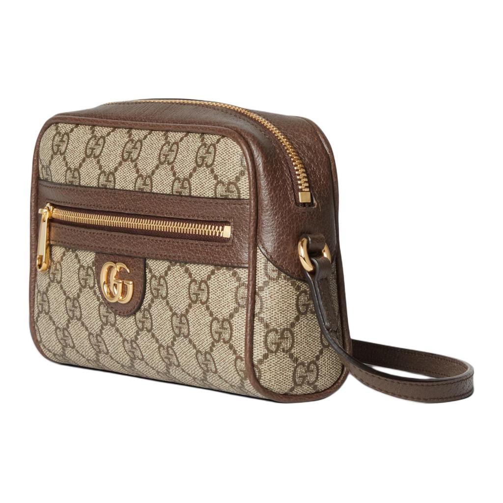 Gucci Ophidia Monogram Double G Pattern Zipper Closure Canvas And Leather Trim Crossbody Bag Women Bags Beige Brown 772311-K9GSG-8367