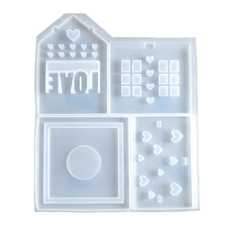 Valentins Day Silicone House Ornament Making Mold for Candle and Night Lights with Heart and House Designs