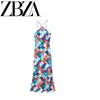 Jnleaog Spring New Arrival Women's Clothing Fashion Style French Fashion Design In Stock Satin Print Halterneck Dress
