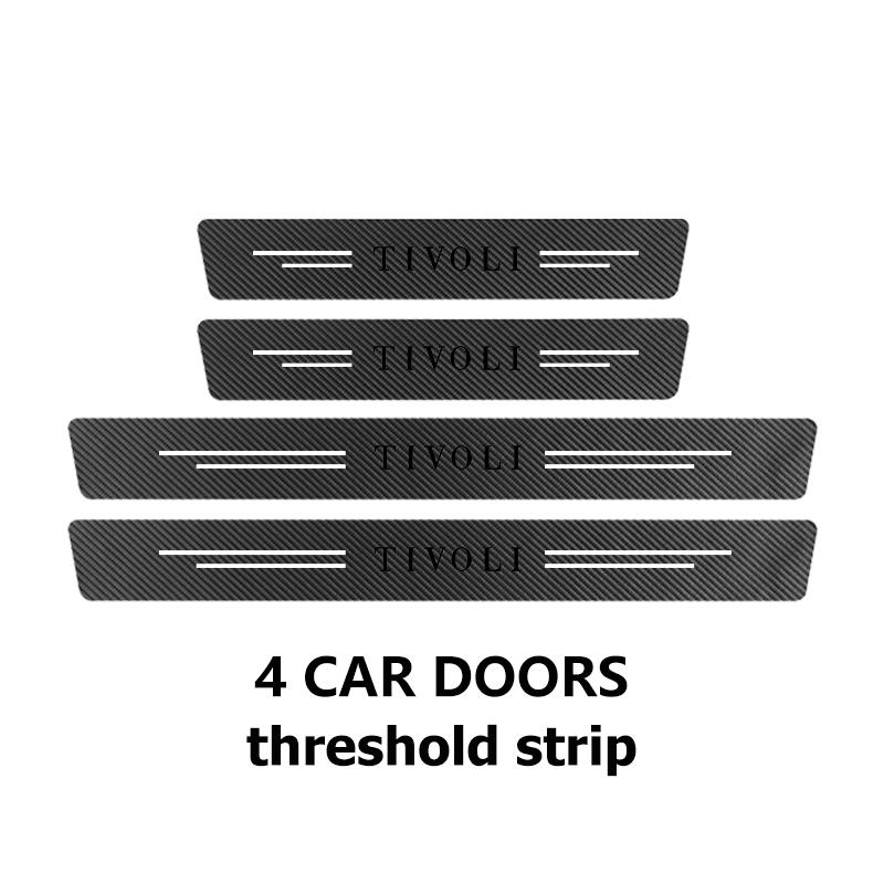 For SsangYong Car Interior Door Sill Strip Carbon Anti-Scratch Protector Sticker Musso Rexton Torres Kyron Actyon Tivoli Rodius