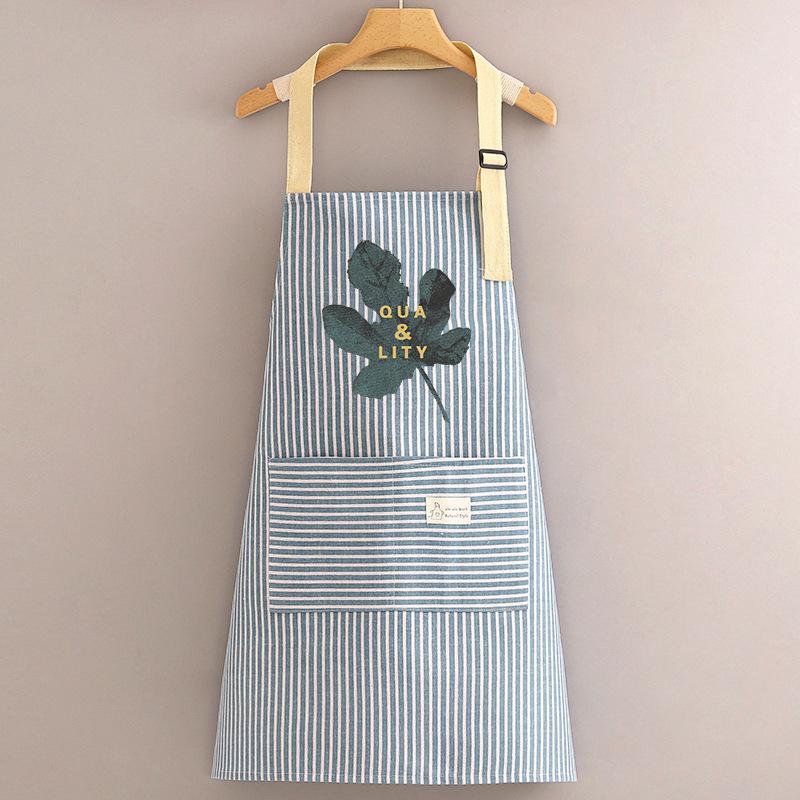 Cotton and Linen Long-sleeved Apron Kitchen Home Breathable Anti-fouling Cooking Apron Smock for Women