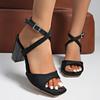 Women's Summer Sandals Medium High Heel Outdoor Sandalias Elegant Wedding Shoes Bridal Ankle Strap Slingback Sandals
