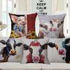 Kuh Handbemalt Kissenbezug Blumig Cartoon Tiere Dekorative Kissen Für Sofa Heimdekoration