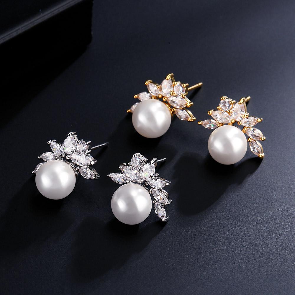 ZAKOL Exquisite Sparkling Zircon Imitation Zircon Stud Earrings for Women Girls Cute Sweet Unique Design Bridal Wedding Zircon