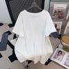 Plus Size Round Neck Loose Fit Mid-Length Short Sleeve T-Shirt for Women (200-350 Jin)