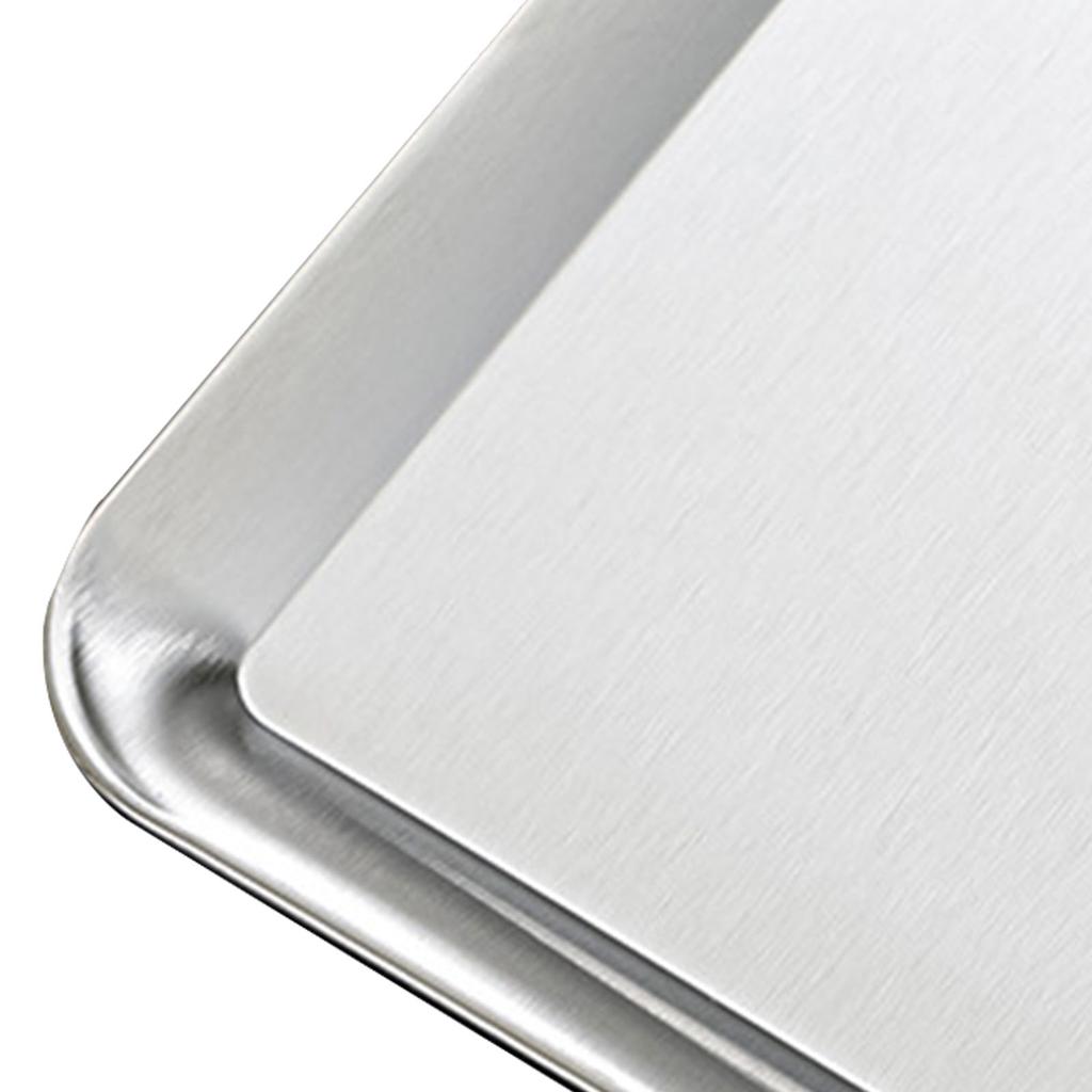 Serving Platter Square Stainless Steel Dish Tray Barbecue Plate Silver Color for Home L