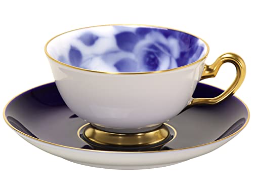 [Okura Touen Washi Paper Wrapping] 100th Anniversary Blue Rose Cup & Saucer 06_8011R