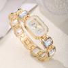 Ladies Fashion Square Quartz Watch With Alloy Bracelet And Decorative Waterdrop For Business Casual