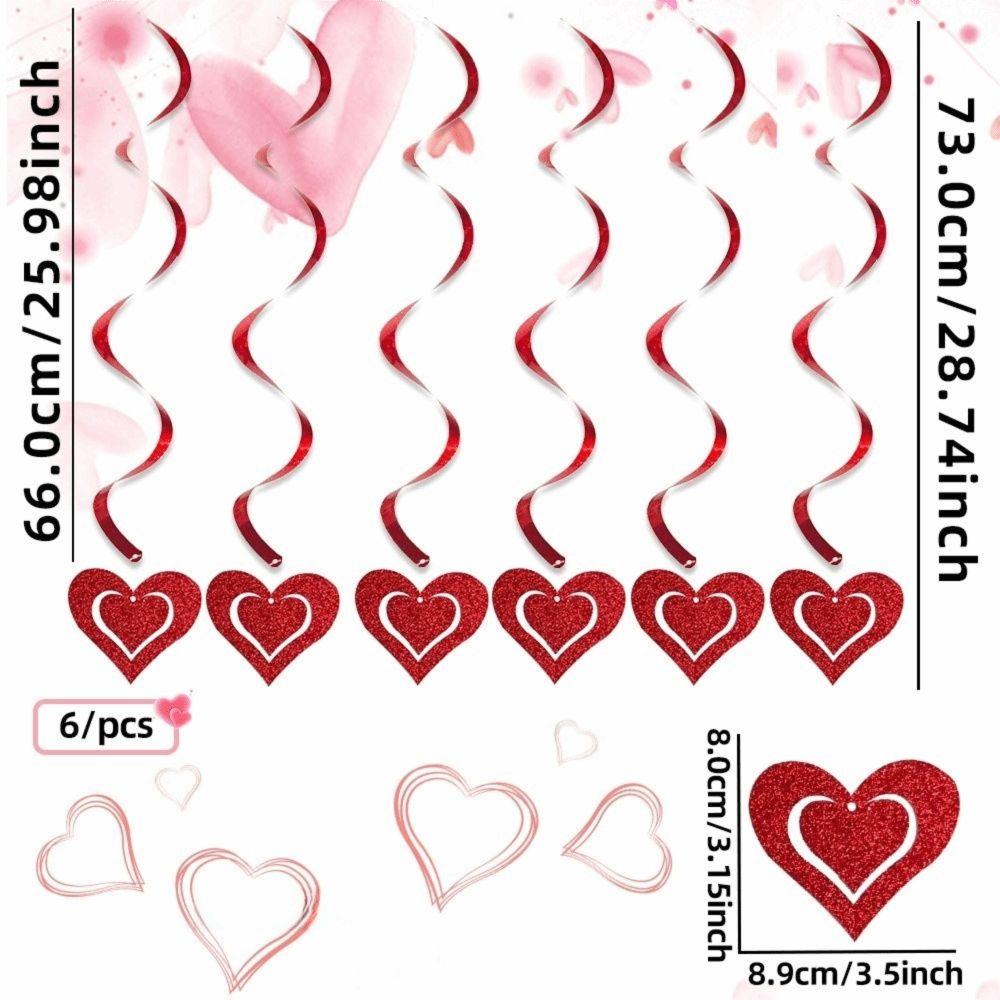 Creative Red Heart Valentine's Day Ornaments DIY PVC Hanging Decorations Love Letter Hanging Swirls Valentines