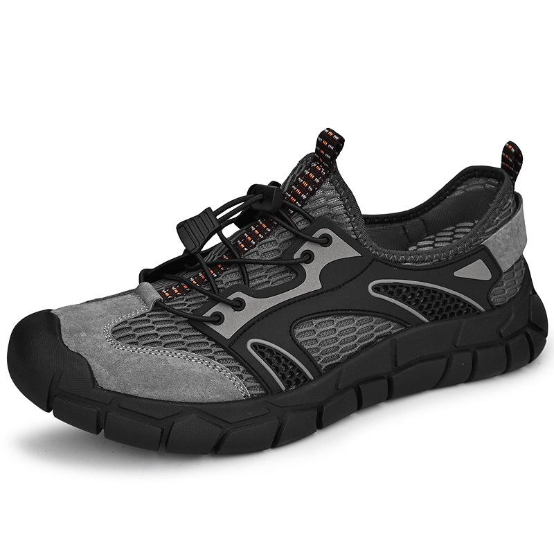 Mesh shoes men's 2025 summer new hollow breathable river walking shoes soft sole bag head non-slip outdoor casual beach shoes