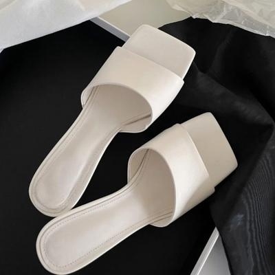 Summer New Design Concise Wedges Mid Heels Women Shoes 2025 Square Toe Slippers Party Dress Sexy Comfy Women Sandals