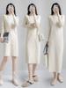 Autumn/Winter Women's Loose Long Sleeve Knit Dress with Half-High Neck