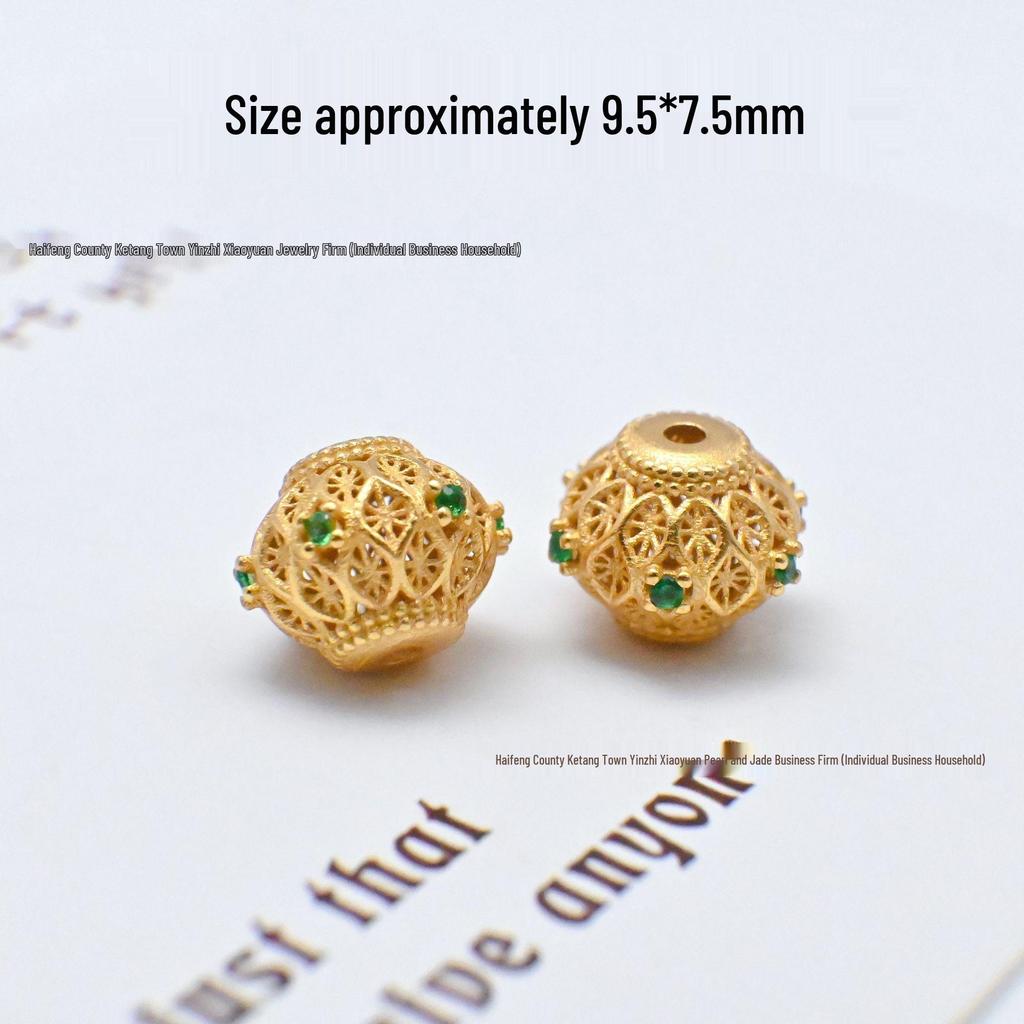 24K Gold-Plated S925 Sterling Silver Hexagram Spacer Beads & Feather Pendant for DIY Jewelry.