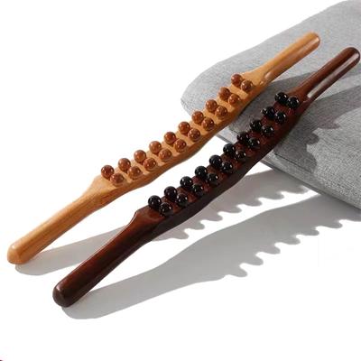 20.08.31 Perlen Gua Sha Massagestab aus karbonisiertem Holz, Rückenverschrottung, Meridiantherapie-Stab, Muskelentspannendes Körpermassagegerät Guasha