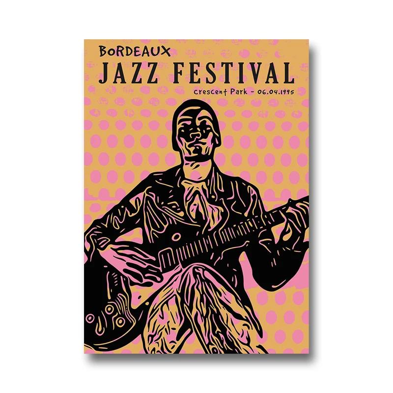 Vintage Jazz Festival Canvas Paintings Retro Jazz Club Poster and Print Wall Art Picture for Living Room Cuadros Home Decoration