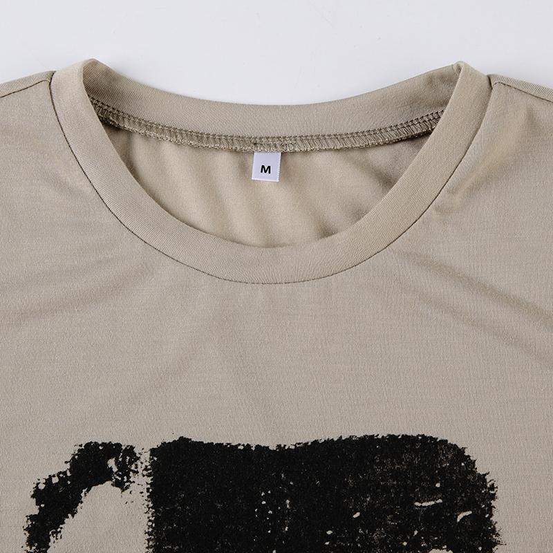 Vintage Chic Print y2k Crop Top Crewneck Slim Short Sleeve T-shirt Summer Harajuku  Streetwear y2k Retro Tees Shirt Women