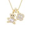 Gold Plated Zircon Bear Necklace with Hip Hop Full Diamond Pendant