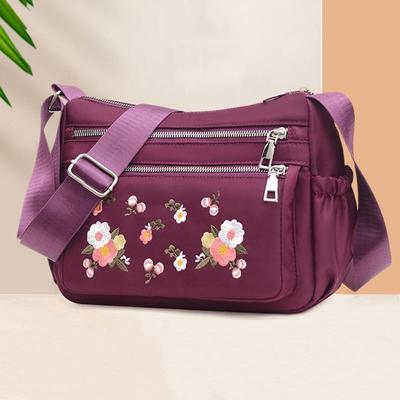 Fashion Embroidered Shoulder Women's Bag Nylon Floral Crossbody Bag Multifunction Messenger Bag Shopping Phone Handbag MIT
