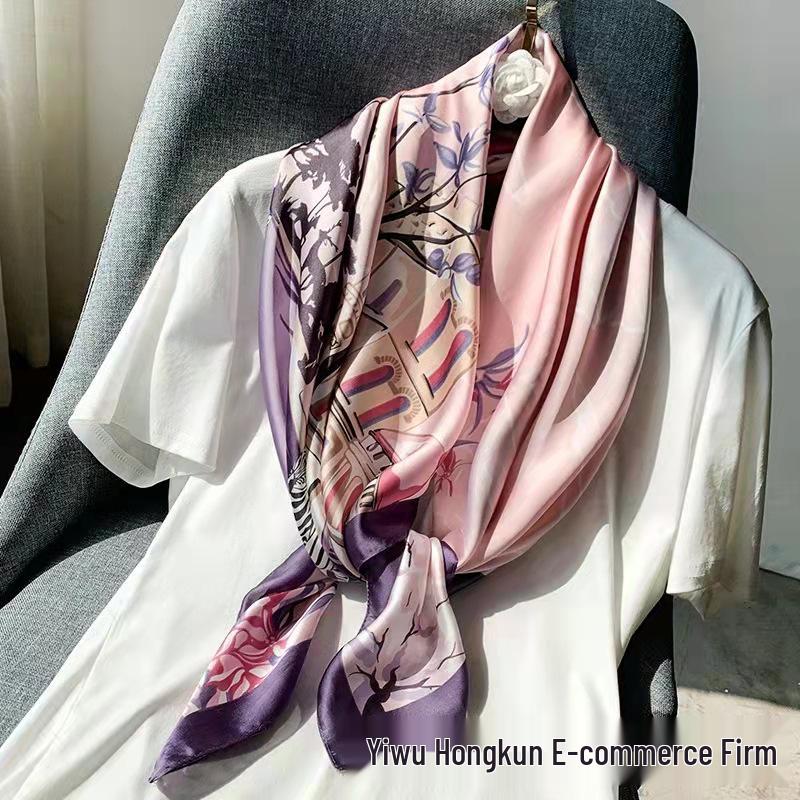 New Women's Silk Scarf – Thousand Miles of Rivers and Mountains Painting, Chinese Style Shawl, Perfect Gift for Mother's Day.