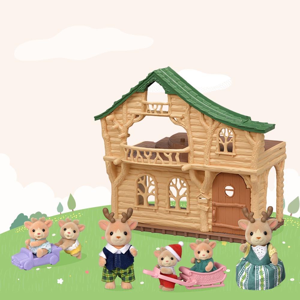Sylvanian Families Reindeer Family Lakeside Cabin Playset