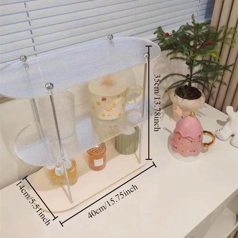 1PC Acrylic Desktop Storage Rack 2/3layer Multifunctional Organizer Ins Style Water Cups Perfume Cosmetics Jewelry Display Frame
