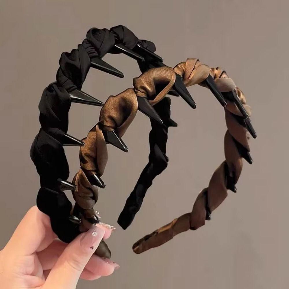 Wave Pattern Wrapped Hair Hoop Comfortable Non-Slip Headband Women's Satin Hairband  Daily Wear