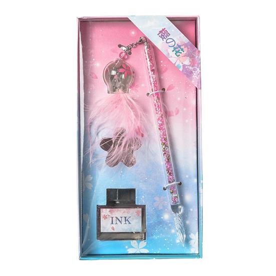1 Set Dip Pen Wind Chime Anhänger Waschbar Kreative Kristall Glas Dip Pen Schulbedarf