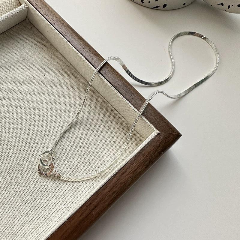 Interlocking Snake Bone Necklace & Bracelet for Women - Minimalist Style with Double Ring Clavicle Chain