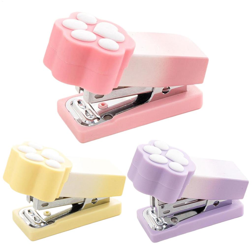 new Cat Paw Mini Stapler Cute Desktop Stapler For 2-15 Sheets, Portable Pocket Stapler For Kids Students Office School
