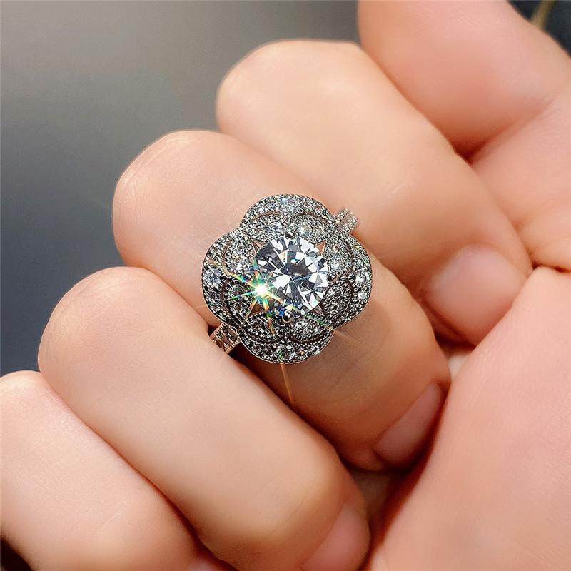 Huitan Crystal White Cubic Zirconia Ring Wedding Accessories for Women High-quality  Color Engagement Rings Trendy Jewelry