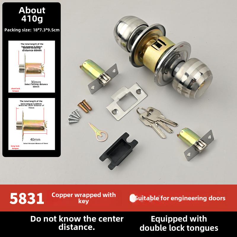 Stainless Steel and Wood Bathroom Door Knob Lock 5831
