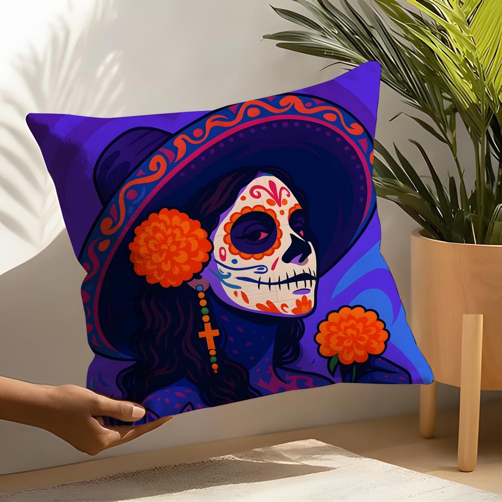 Festival Day of the Dead Art Pillow Case Linen Cushion Covers For Decorative Sofa Home Pillows Case Car Chair Pillows Cases
