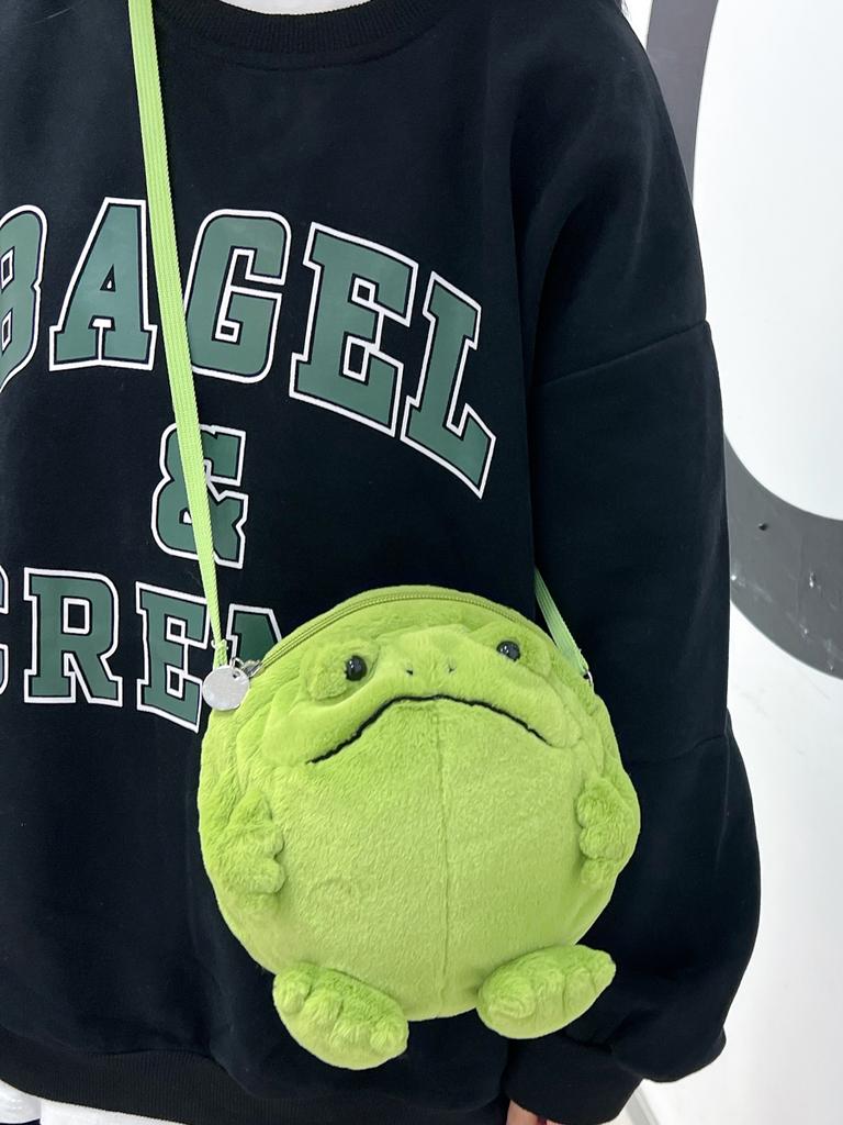 Cute Frog Plush Crossbody Bag Soft Animal Shaped Shoulder Bag Lightweight Daily Unisex Gift