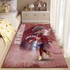Soccer Star Area Rug, Antoine Griezmann Atletico Madrid Red White Stripes 7 Celebration Print, Football Fan Decor, Non-Slip Mat
