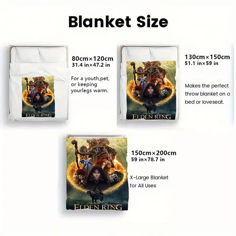 Elegant Elden theme 2D Flat Pattern Flannel Blanket High quality All Seasons Warmth and Comfort Perfect for Christmas Gifts.P260914568