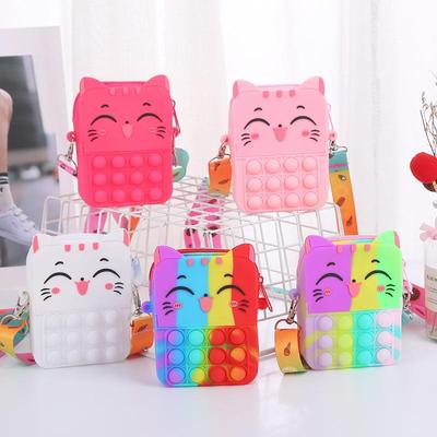 Neue Mädchen Blase Handtasche Prinzessin Geldbörse Weiche Silikon Umhängetasche Kinder Nette Katze Cartoon Rucksack Stressabbau Spielzeug Schulter Tasche