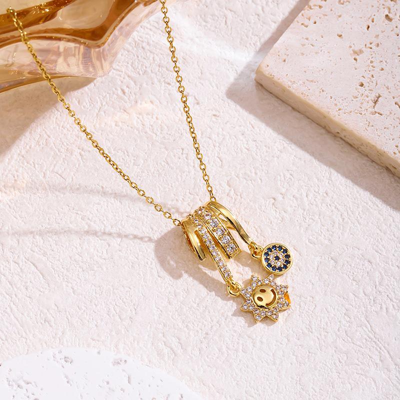 2026 High-End Titanium Steel Zirconia Necklace with Micro-Paved Copper Pendant for Women