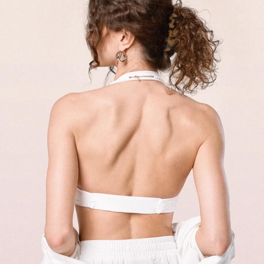 YOGA Naked Feeling Strappy Padded Sports Bras for Women - Fitness Workout Top Criss Cross Back Yoga sports Bras No steel ring