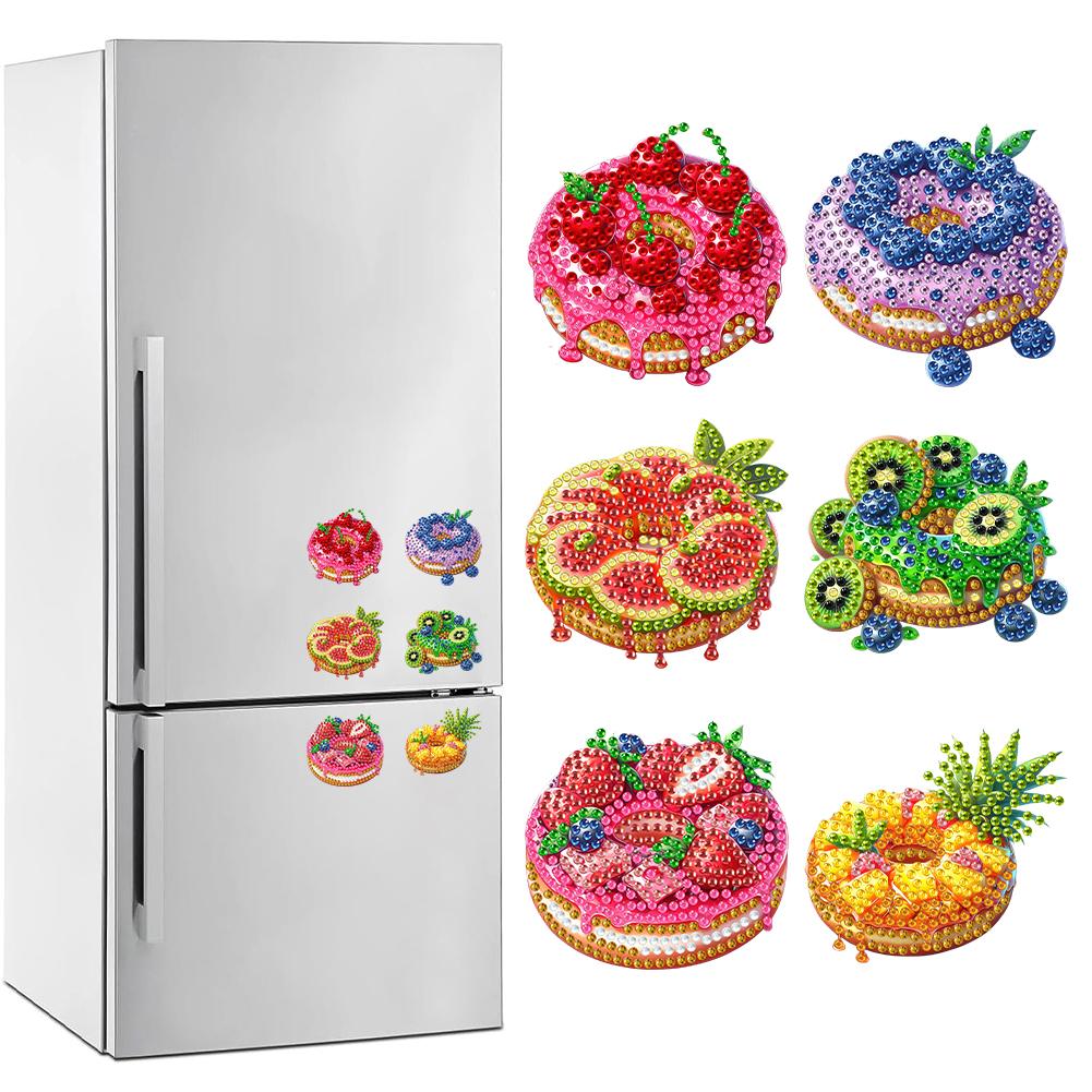 5/6/8Pcs Full Drill Fridge Magnets Sticker Cartoon Animals Flower Diamond Painting Magnets Refrigerator for Adults Kids Beginner