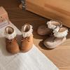Korean-style girls' plush bow short boots, new autumn and winter children's shoes, girls' princess cotton shoes, baby shoes