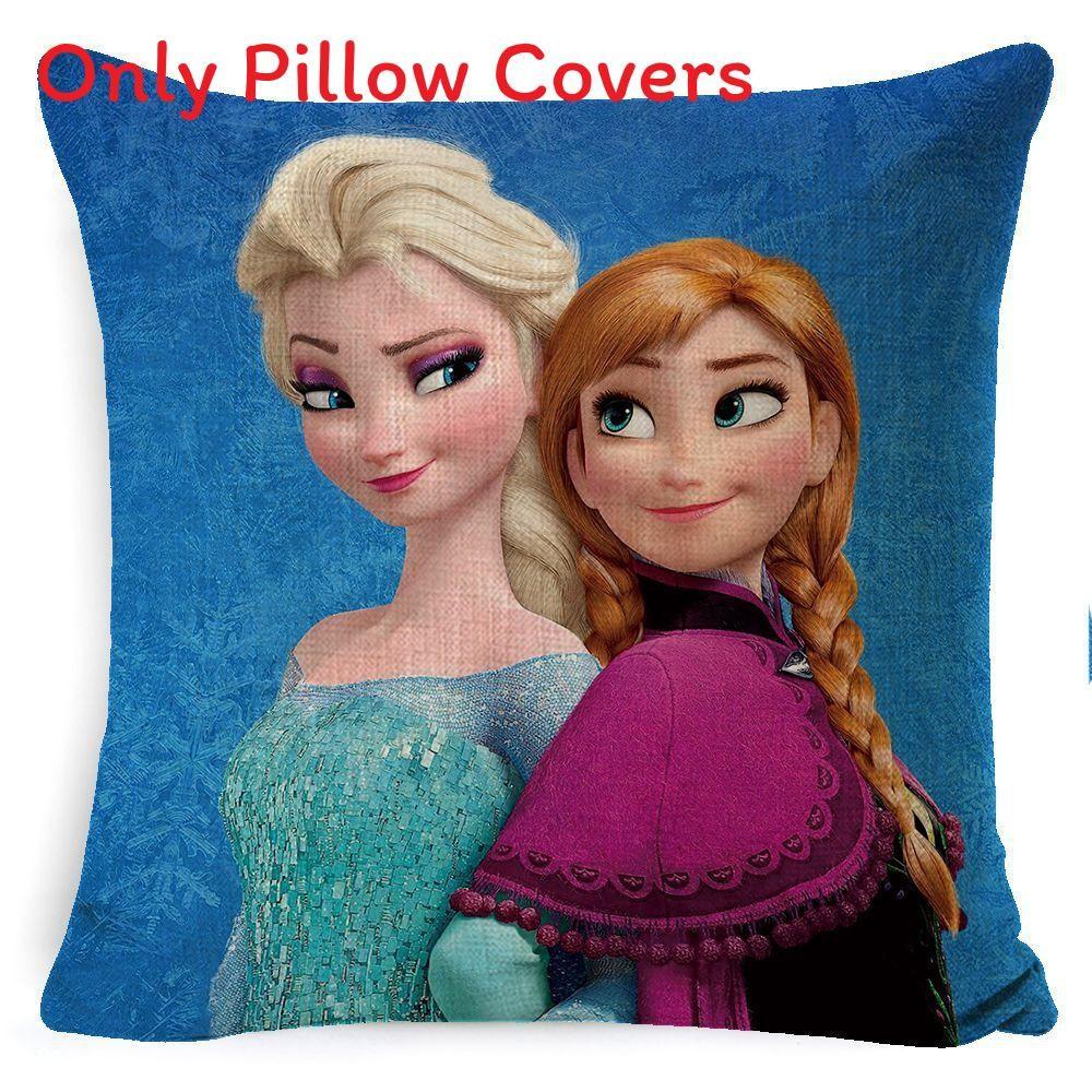 The Frozen Snow Queen Cartoon Cushion Cover Linen Material Cozy Spaces Home
