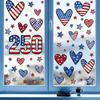 Celebrating The 250th Anniversary Of American Independence Day, Heart-shaped Glass Window Display With Static Cling, Flag, And PVC Window Stickers.