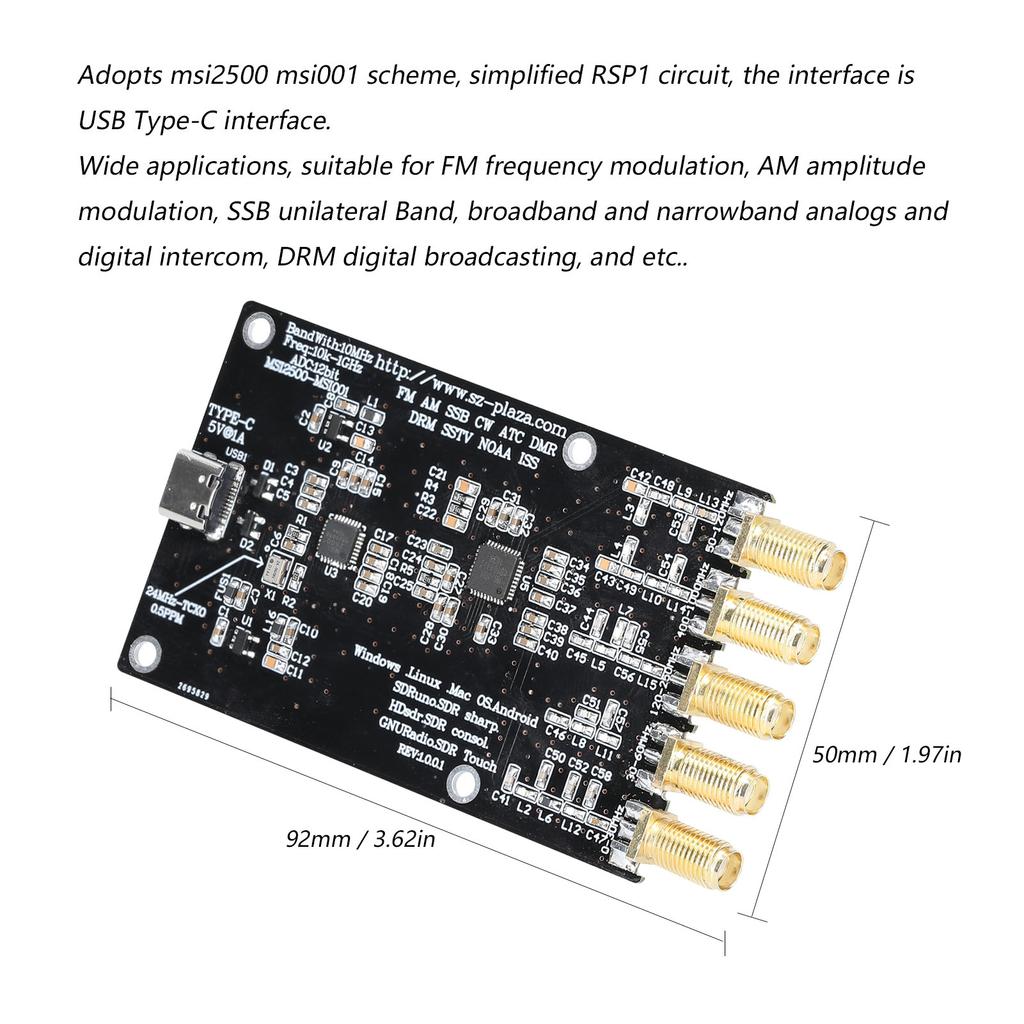 RSP1 Msi2500 Msi001 Упрощенный программно-конфигурируемый радиоприемник 10 кГц-1 ГГц любительского радиоприема