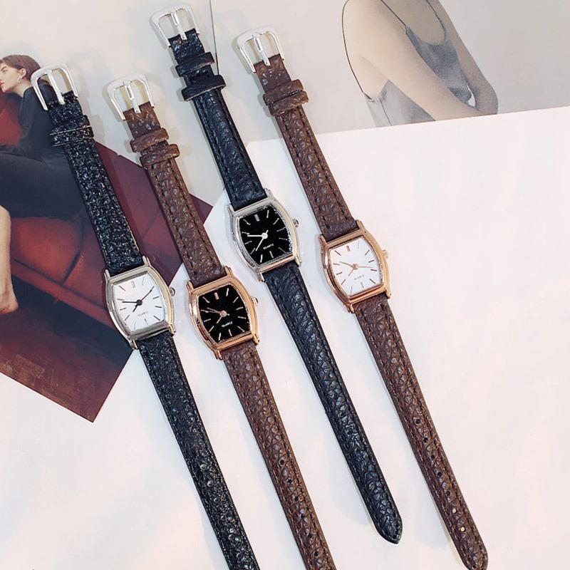 Retro Woman Watches Classic Casual Rectangle Dial Leather Strap Quartz Watches Clock Fashion Ladies Wristwatch Relojes De Mujer