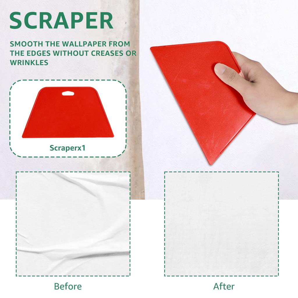 11pcs Wallpaper Smoothing Tool Kit Flexible Wall Paper Peel And Stick Tool With Seam Roller Tape Measure Scraper Wallpaper Tool