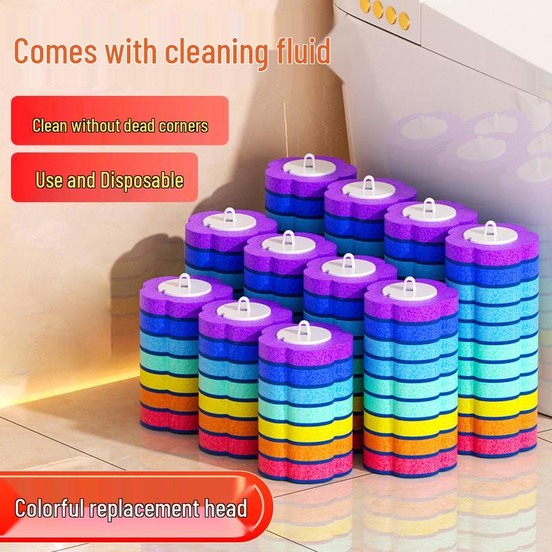 Ensemble de brosses de toilette jetables avec tête antibactérienne remplaçable pour un nettoyage de salle de bain sans perçage et sans recoins.