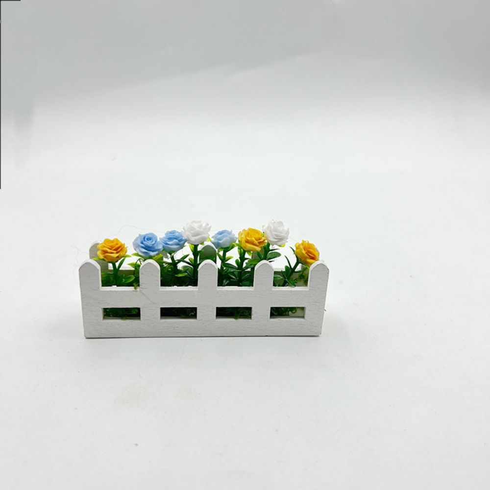 1:12 Scale Flower Fence Decor Lifelike Miniature Potted Plants Toys  Doll House Decor