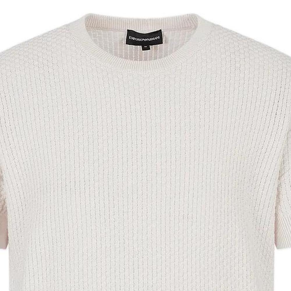 Emporio Armani FW22 Solid Color Crew Neck Pullover Sweater Men Sweater White 6L1MY11-MF1Z1-0103
