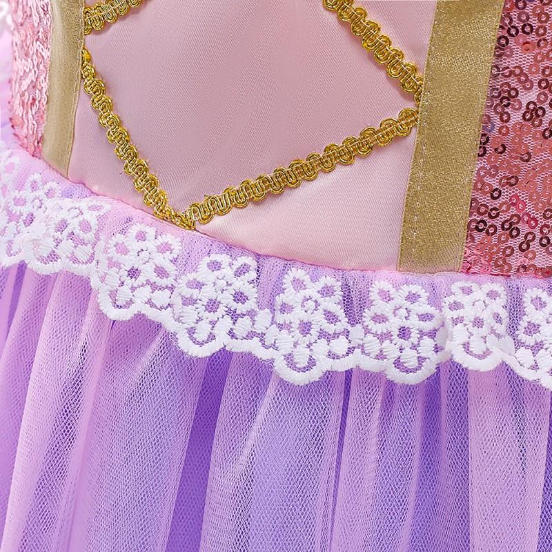 Girls Princess Dress Halloween Party Cosplay Costume Cotton Blend Formal Gown With Bow Ruffles