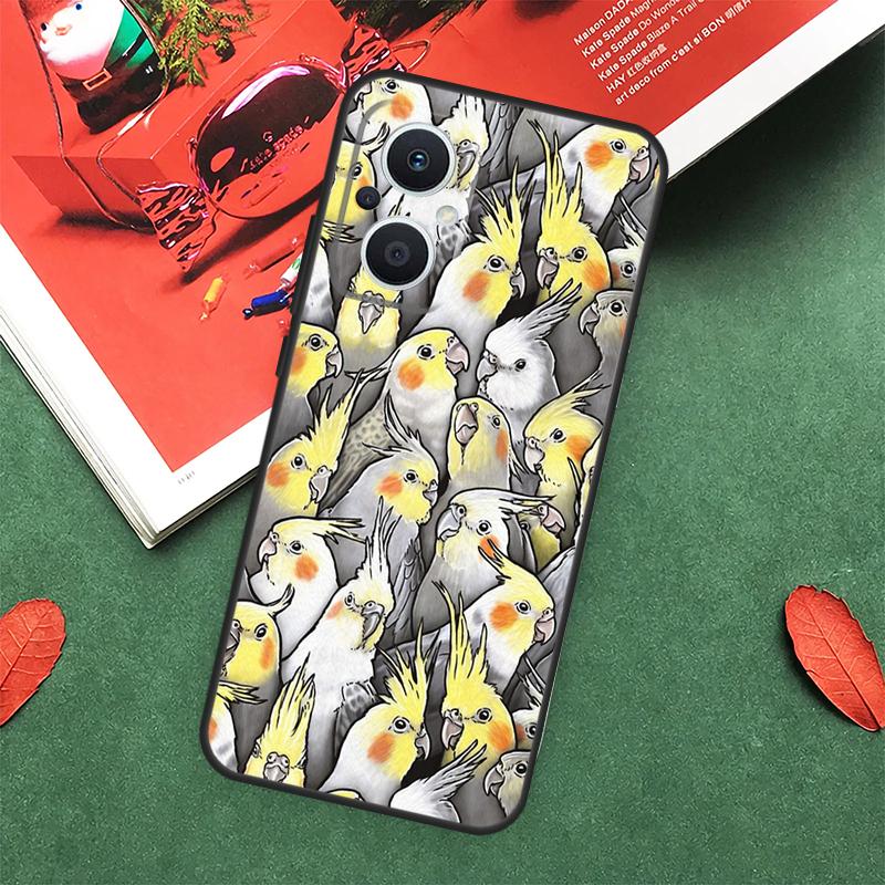 Cartoon Cockatiel Collage Case For OPPO Reno 13F 14F 12F 11F 12 11 10 14 Pro 8T 8 Lite OPPO Find X9 X8 X6 X5 Pro Cover